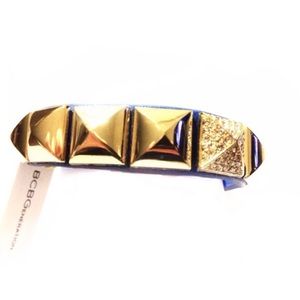 BCBGENERATION CUFF BRACELET BLUE GOLD TONED STUDS